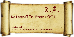 Koleszár Paszkál névjegykártya