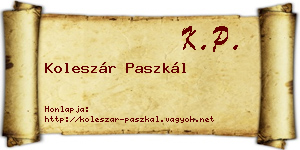 Koleszár Paszkál névjegykártya